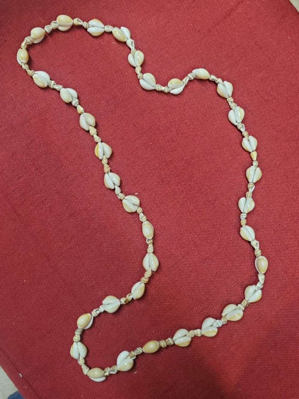 Vintage 70s White Cowrie Shell Necklace Boho Beach Surfer Endless Lei